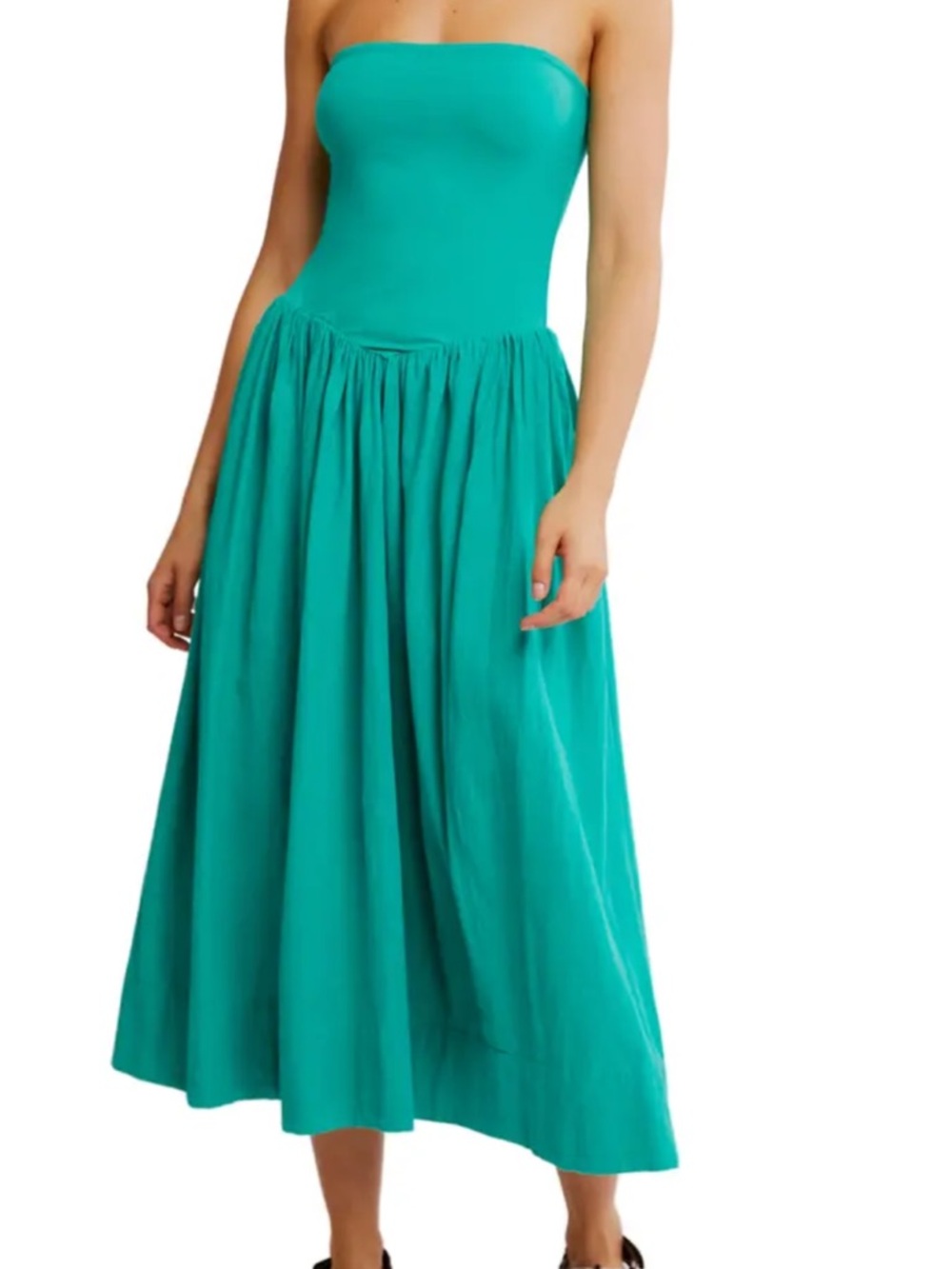 Free People Onda Strapless Midi Dress in Malachite Green Size XS NWT